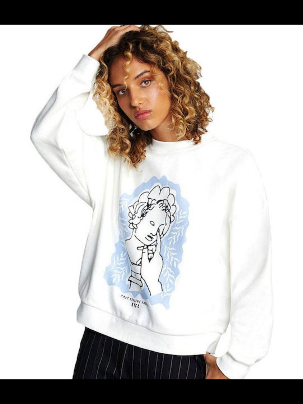 RVCA Renaissance Crewneck Sweatshirt with Light Blue Graphic Sz S